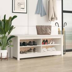 vidaXL Skobenk Hvit 110 x 38 x 45,5 cm Heltre Furu Skohylle