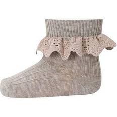 Blonder Strømper Børnetøj mp Denmark Lisa Socks with Lace - Light Brown Melange (57054-489)