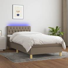 vidaXL Ramsäng madrass & taupe 100x200 tyg Kontinentalsäng
