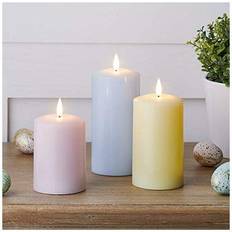 Pink LED Candles Lights4fun Set of 3 Pastel Easter TruGlow Battery Operated Wax LED Candle