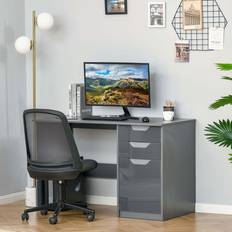 Grey Writing Desks Homcom High Gloss Writing Desk