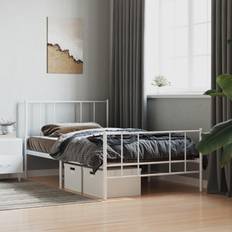 vidaXL Sengeramme I Metall Med Hode- Og Fotgavl Hvit 90x200 cm Sängram