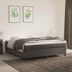 160cm Letti vidaXL Giroletto A Molle Con Materasso Grigio Scuro 160x200 cm Velluto Letto Continentale