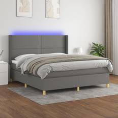 160cm Camas vidaXL Box Spring Colchón Y Luces LED Gris Oscuro 160x200 cm Cama Continental