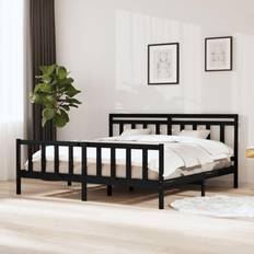 Beds & Mattresses vidaXL black, 200 Solid Wood Bed Frame Bedstead