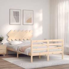 vidaXL Massivholzbett mit Kopfteil 120x200 cm Braun Bettrahmen