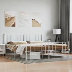 vidaXL Sengeramme I Metall Med Hode- Og Fotgavl Hvit 180x200 cm Sängram
