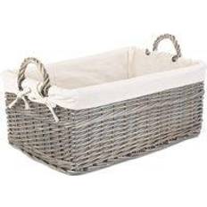 Brown Baskets RED HAMPER Large Shallow Lined Antique Wash Basket