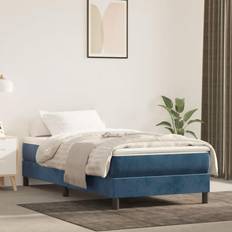 Bleu Lits vidaXL Sommier À Lattes de Avec Matelas 80x200 cm Velours Lit Continental