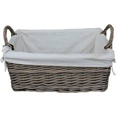 RED HAMPER Small Shallow Lined Antique Wash Basket