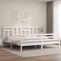 Letti e Materassi vidaXL Giroletto Con Testiera Bianco 200x200 cm In Legno Massello