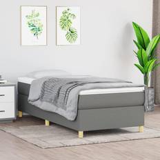 Letti Continentali vidaXL Giroletto A Molle Con Materasso Grigio Scuro 90x200 cm Tessuto Letto Continentale