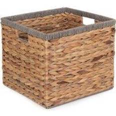 Wood Baskets RED HAMPER Medium Square Water Hyacinth With Rope Border Basket
