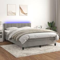 Betten 140x200 vidaXL mit Matratze & LED Hellgrau 140x200 cm Boxspringbett