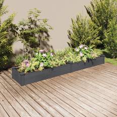 Macetas, Plantas y Cultivo vidaXL Jardinera Arriate Con Forro Madera Abeto Gris 240x45x25 cm