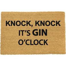 High Pile Entrance Mats Knock Knock It's Gin O'Clock Black