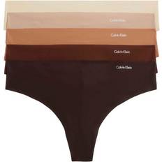 Natur Truser Calvin Klein Unsichtbare Tangas Pack 5 - Braun/Beige