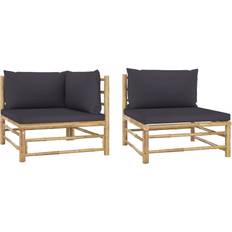 Bambu - Gråa Loungeset vidaXL dynor Loungeset, Bord inkl. 2 Stolar