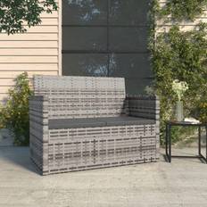 vidaXL Grey PE Rattan 41.3 x 22 x 29.5 in Gray/Anthracite Garden Bench