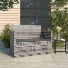 Tuinbanken uitverkoop vidaXL Tuinbank Met Kussens 105 cm Poly Rattan Grijs