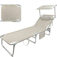 Beige Chaises longues Chaise De Plage Aktive Pliable Beige 188 x 30 x 58 cm