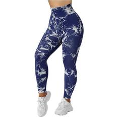 Tie Dye Tights Mooslover Seamless Training Leggings - Blue Platycodon Tie Dye