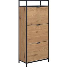 AC Nordic Seaford Cabinet Black and Oak Shoe Rack
