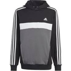 Genbrugsmaterialer Hoodies Børnetøj Adidas Junior Tiberio 3-Stripes Colorblock Fleece Hoodie - Black/White/Grey Five