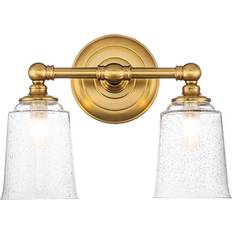 E26 Apliques de pared Elstead Lighting Huguenot Lake 2 Light Above Mirror Light - Burnished Brass 2xG9 IP44 330x152x248 mm Aplique de pared