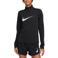 High Collar T-shirts Nike Dri-FIT Swoosh 1/4-Zip Long-Sleeve Running Mid Layer Women's - Black