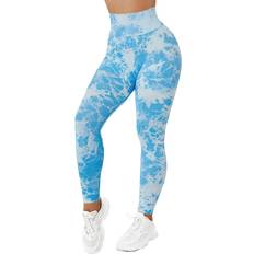 Tie Dye Tights Mooslover Seamless Training Leggings - Ice Blue Tie Dye