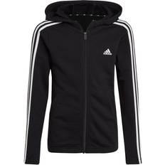 Schwarz Oberteile Adidas Essentials 3-Stripes Full-zip Grundschule Hoodies