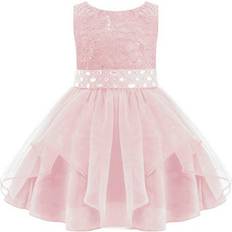 18-24M Christening Wear Children's Clothing MSemis Baby Girl's Christening Baptism Party Formal Dress - Pink