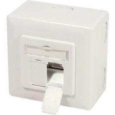 LogiLink Cat.6A wall outlet 2 x RJ45 shielded with backbox pure white Leverantör, 3-4 vardagar leveranstid