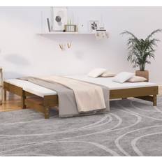 Sofá Cama Sofás vidaXL Cama Extraíble Madera Maciza De Pino Marrón 2x(90x200) cm Sofá