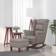 Gris Reposapiés vidaXL Sillón Mecedora Patas Madera Y Terciopelo Gris Claro Reposapiés