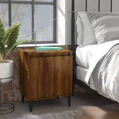 vidaXL Bed Cabinet with Metal Legs Brown Oak Bedside Table 30x40cm