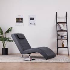 VidaXL Fauteuils vidaXL Chaise Longue Avec Oreiller Gris Similicuir Daim Fauteuil