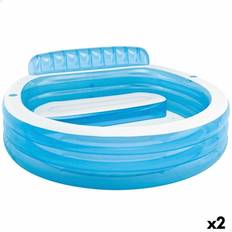 Oppustelig stol Intex Oppustelig Pool Lænestol Blå Hvid 590 L 229 x 79 x 218 cm 2 enheder