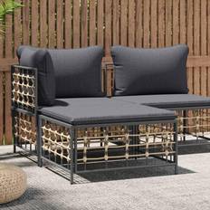 Hocker vidaXL Gartenhocker mit Dunkelgrauem Kissen Poly Rattan