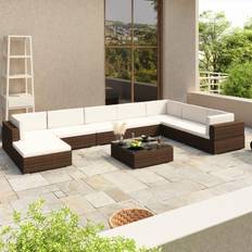 Arredamento da Giardino e per Esterni vidaXL Divani Giardino 8 pz Con Cuscini in Polyrattan Marrone Set da Lounge da Esterno