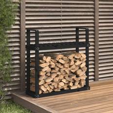 Paniers à Bois de Chauffage vidaXL Support pour bois de chauffage Noir 110x35x108,5 cm Bois de pin Pin noir