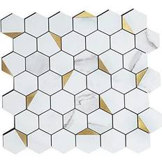 KASARO Backsplash Peel and Stick Mosaic Tile Aluminum Steel Self Adhesive Tile