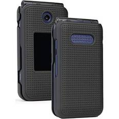 Wallet Cases Black Grid Case Slim Cover Hard Shell for Cricket Debut Flip, Cingular Flip 4