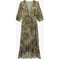 IKKS Ecru Paisley Print Asymmetric Long Dress - Medium Green