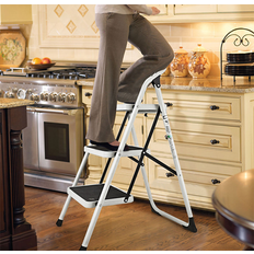 Step Stools Costway Lightweight Foldable 3-Step Ladder