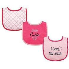 Luvable Friends cotton drooler bibs with fiber filling 3pk, girl aunt, one size