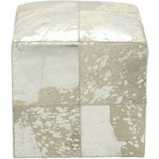 Silver Pouffes Harper & Willow Wood Glam Pouffe