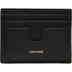 Tom Ford Card Cases Tom Ford T-Line Open Side Leather Holder - BLACK