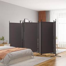 Brun - Træ Rumdelere vidaXL 6-panels 520x180 stof Rumdeler